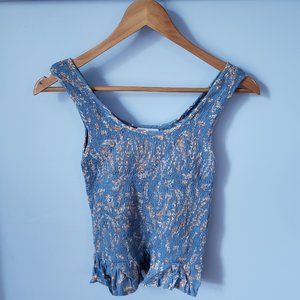 Japna Blue Floral Top, Small, NWOT